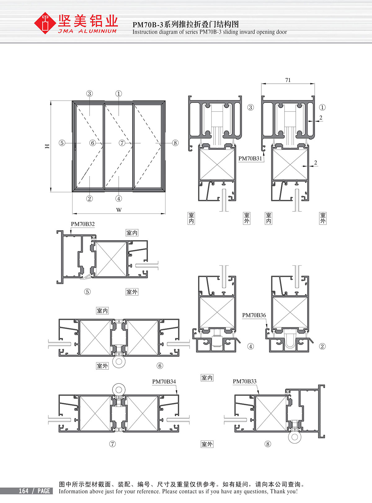 PM70B-3系列推拉折疊門結構圖-2