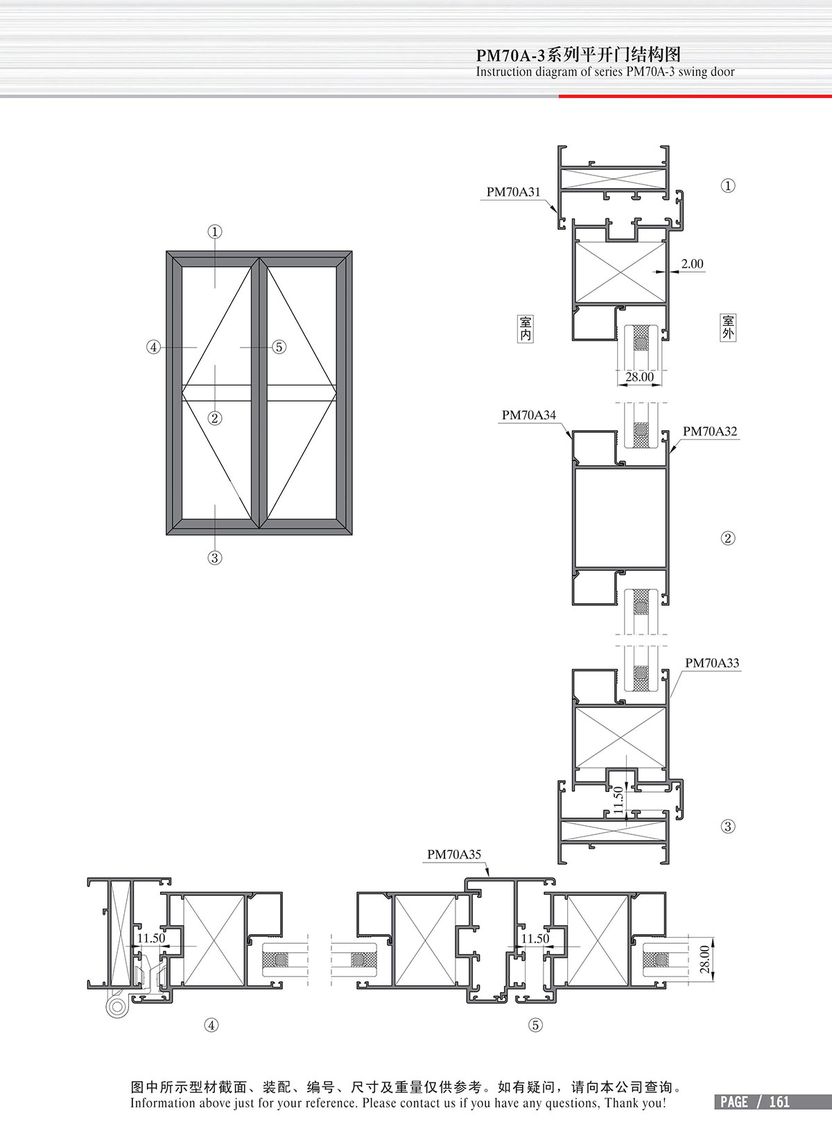 PM70A-3系列平開(kāi)門(mén)結(jié)構(gòu)圖