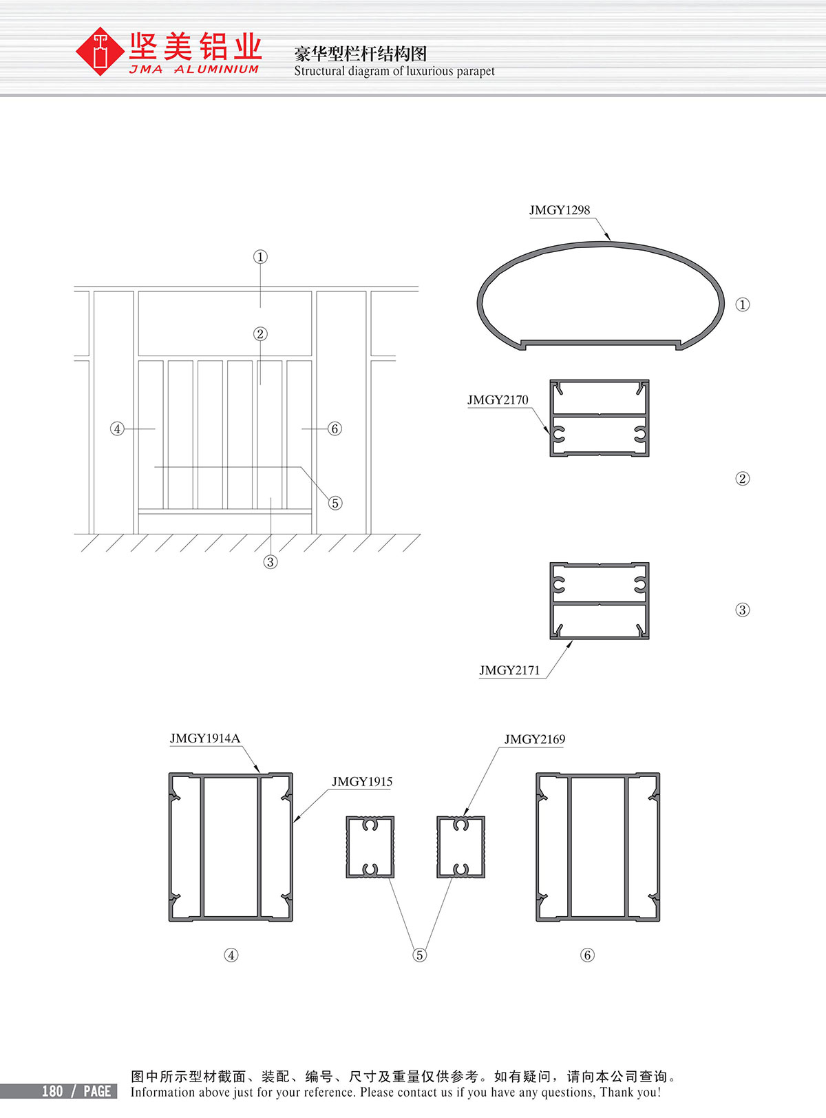 Structure drawing of luxury railing