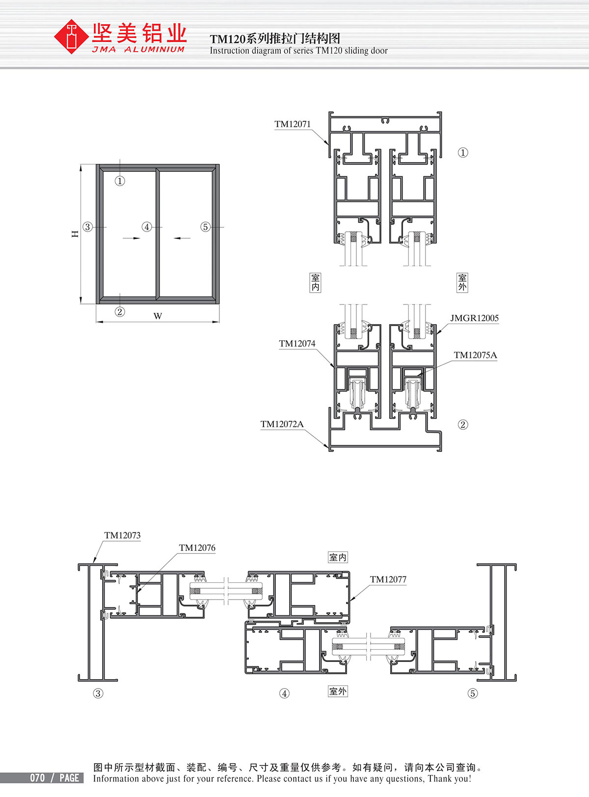 TM120系列推拉門結(jié)構(gòu)圖